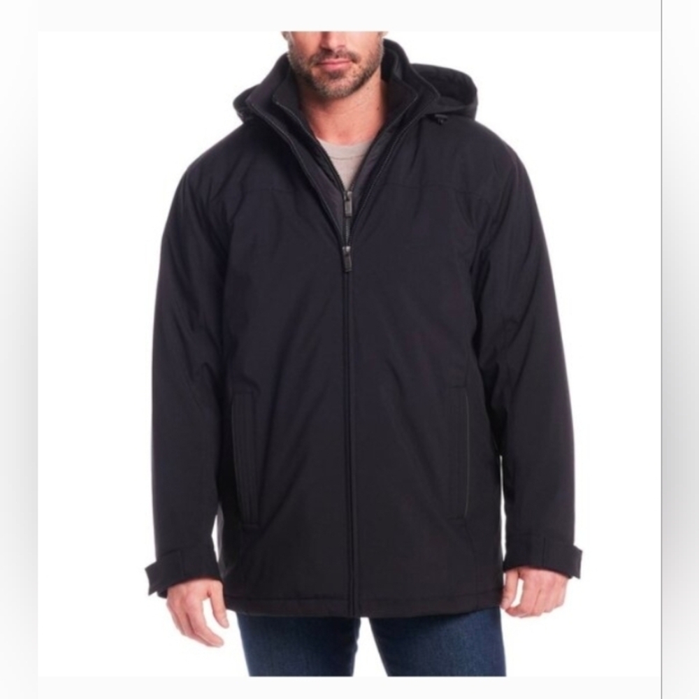 Weatherproof Men’s Ultra Tech Removable Fleece Lined Hood Jacket Black